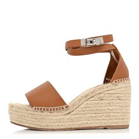 hermes tivoli espadrille|HERMES Calfskin Tivoli Espadrille Wedge Sandals 38.